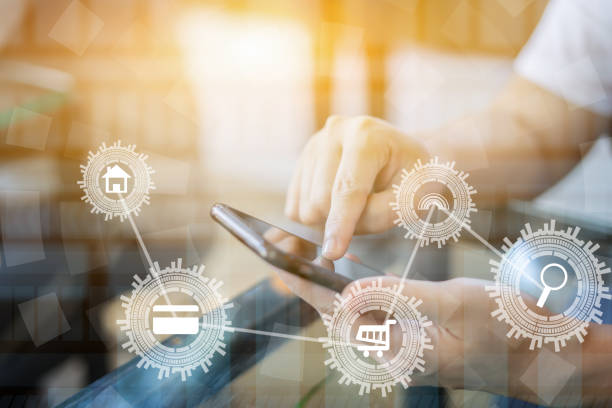 istock businesswoman working with modern devices, student girl using digital tablet computer and mobile smart phone with internet technology icon,business technology  concept,selective focus,vintage color 1146824755