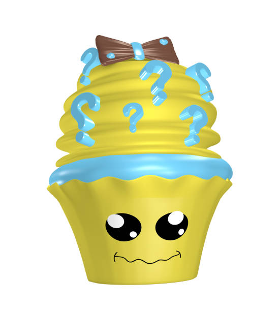 istock Kawaii cupcake with perplexed face and question mark in the cream dome. 1146828355