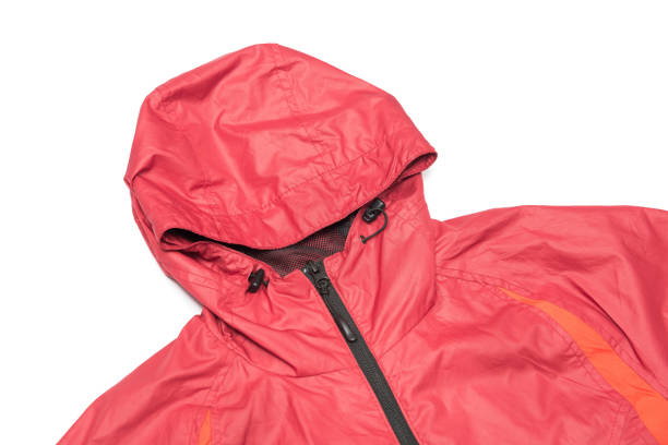 istock Red yellow and black zipper windbreaker hiking jacket 1146830331