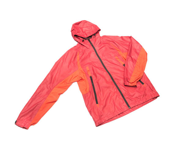 istock Red yellow and black zipper windbreaker hiking jacket 1146830381