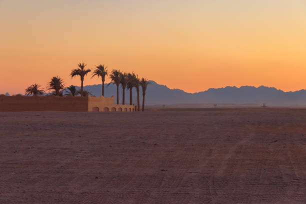 вид на аравийскую пустыню в египте на закате - beautiful horizontal arabia hurghada стоковые фото и изображения