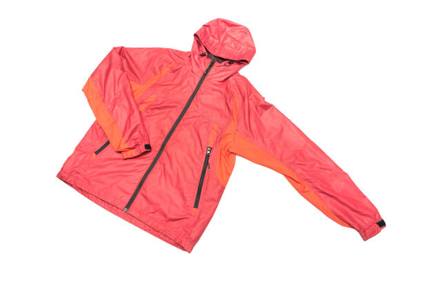 istock Red yellow and black zipper windbreaker hiking jacket 1146832598