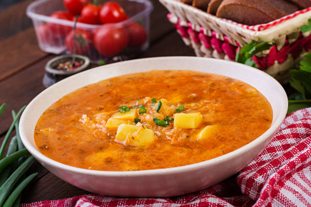 istock Traditional Russian soup with cabbage - sauerkraut soup - shchi. 1146833230