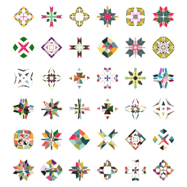 Vector illustration of Vector colorful floral pattern buttons symbol collection