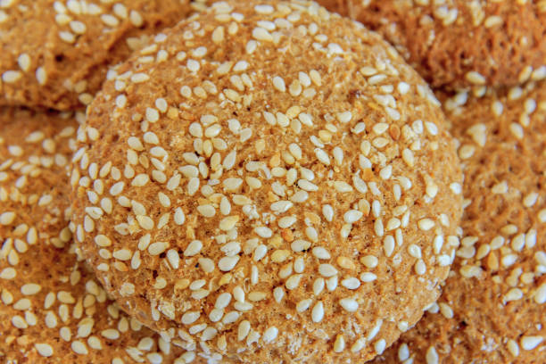 istock Gingerbread oatmeal with sesame close up. Cookies close-up, macro. 1146837552
