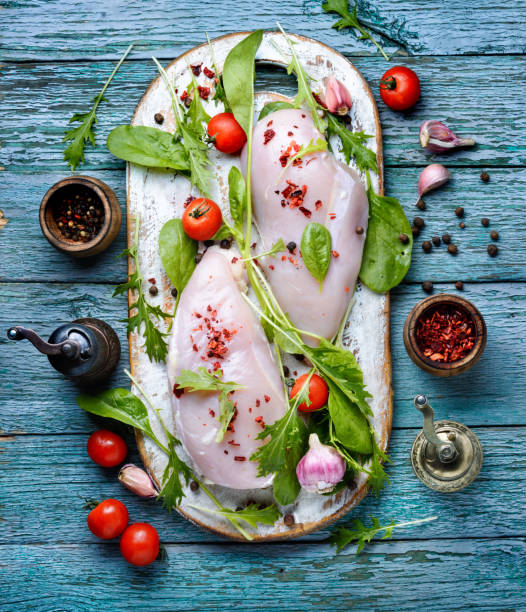 istock Raw chicken on wooden cutting board 1146837673