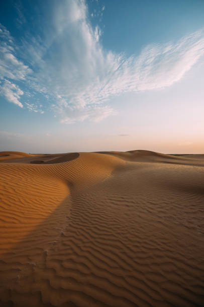 istock Desert with sand dunes on a clear sunny day. Desert landscape 1146842983
