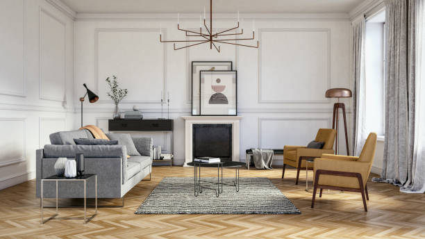 istock Modern scandinavian living room interior - 3d render 1146843066