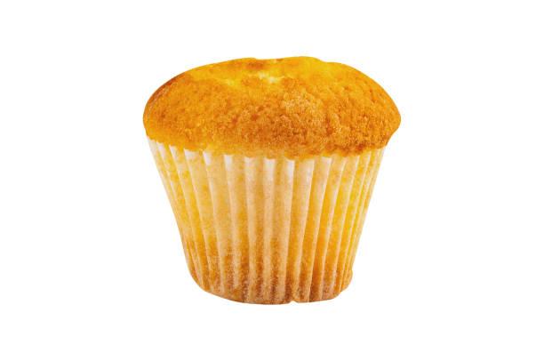 istock Whole baked muffin without cream in paper form isolated on white background 1146845515