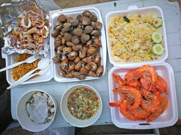 istock seafood barbecue on beach 1146851183