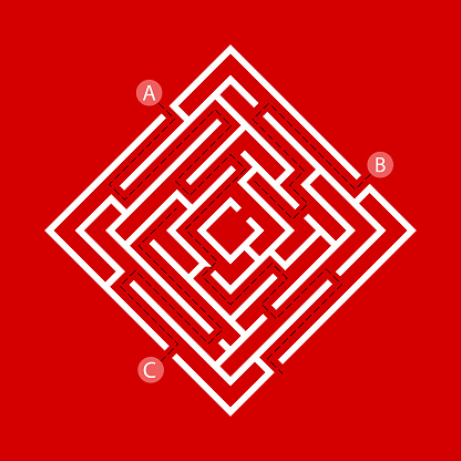 Labyrinth Overlap Labyrinth Shape Design Element Three Entrance One Exit And One Right ...