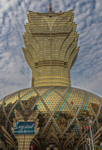 Macau, China - Portuguese colony until 1999, and a Unesco World Heritage site, Macau presents a wonderful skyline. Here in particular it's more notable building, the Grand Lisboa Hotel
