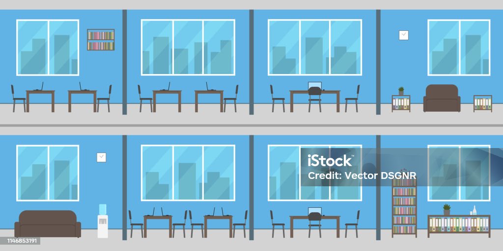 Two Level Office Two Level Office Vector Illustration Stock Illustration - Download ...