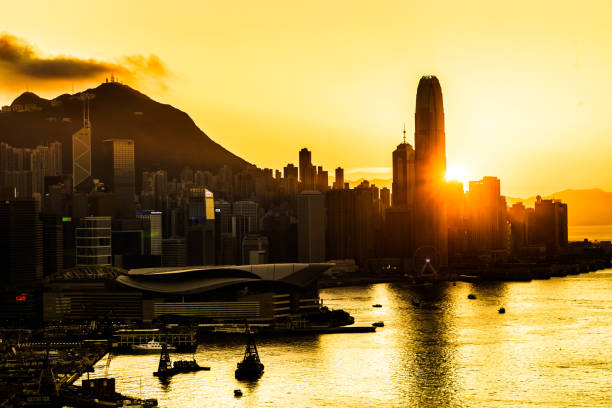 istock Hong kong harbour view with sunlight 1146853357