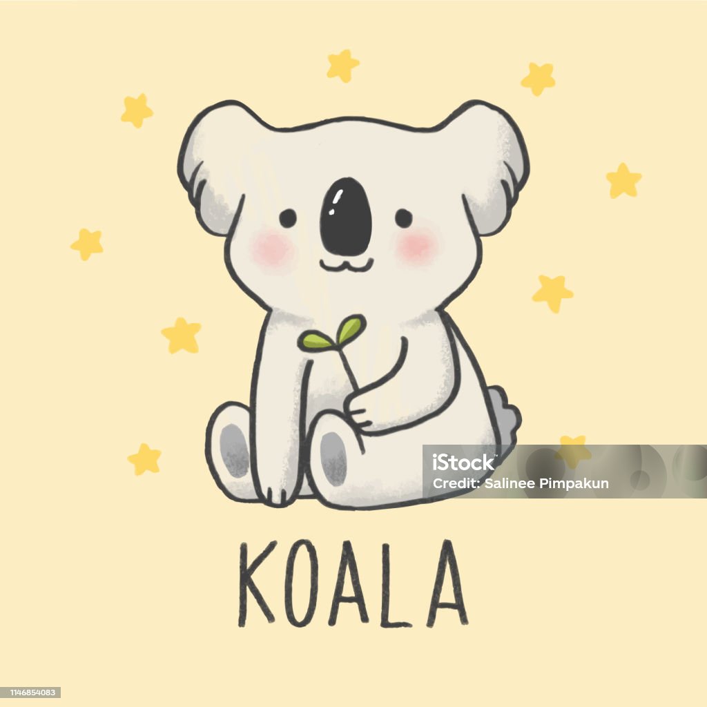 Cute Koala Cartoon Hand Drawn Style Stock Illustration - Download Image Now  - Koala, Cute, Drawing - Activity - iStock