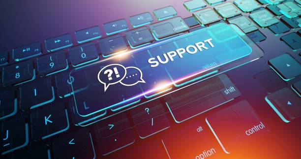 кнопка поддержки на компьютерной клавиатуре - support desktop pc it support computer стоковые фото и изображения