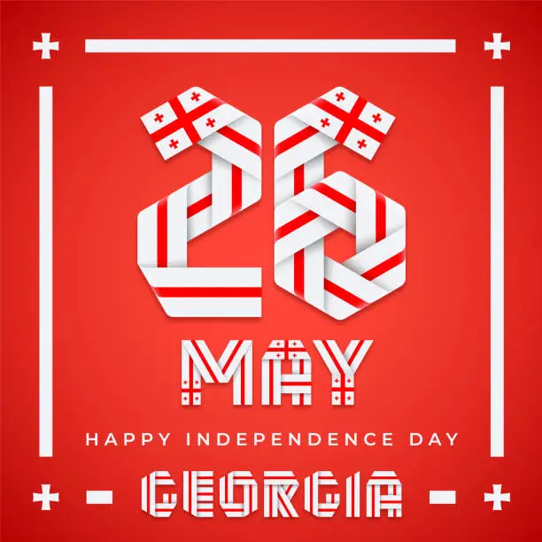 Vector illustration of 26 May, Georgia Independence Day congratulatory design with Georgian flag colors. Vector illustration.