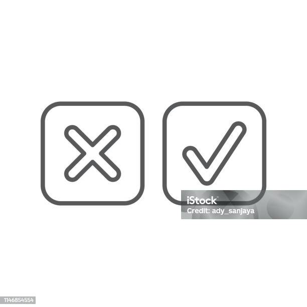 Green Tick And Red Cross Check Marks Vector Icon Isolated On White Background Stock Illustration - Download Image Now