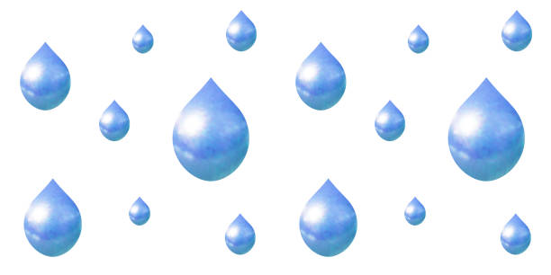 vector rain seamless pattern, falling 3d droplets. - rain cute falling water raindrop stock-grafiken, -clipart, -cartoons und -symbole