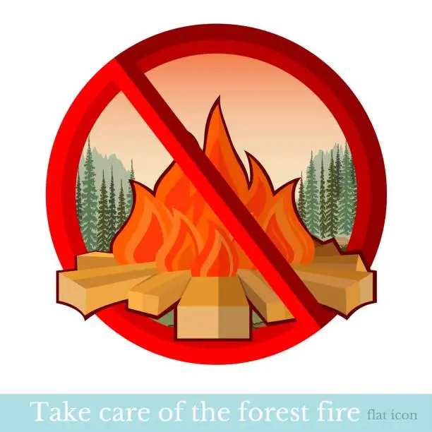 Vector illustration of no fire in forest or park red circle with bonfire.jpg Open in browser