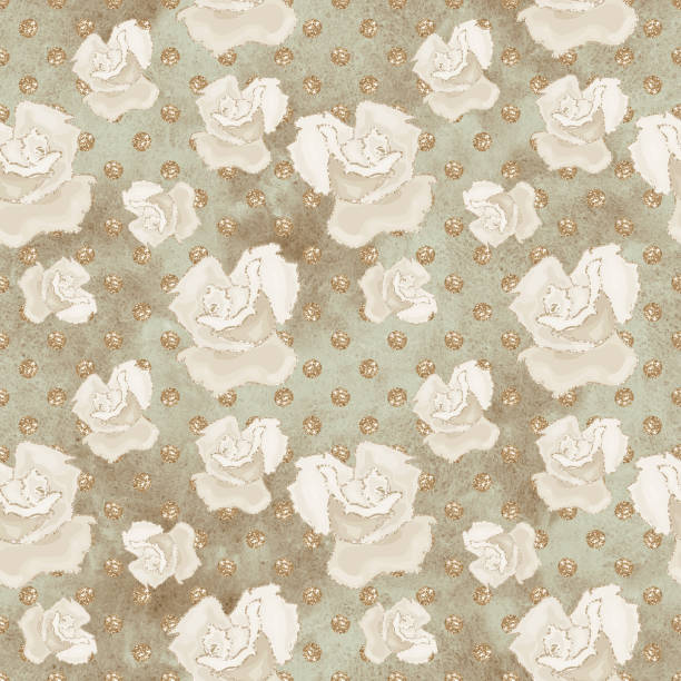 istock Golden Glitter sparkling  vintage roses retro  seamless grunge pattern on watercolor background 1146859263