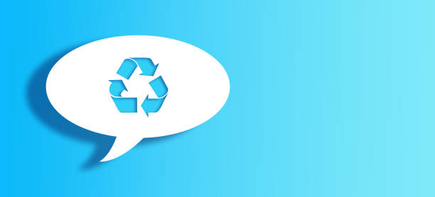 istock White Chat Bubble With Cut Out recycling Shape Over Blue Background 1146863719