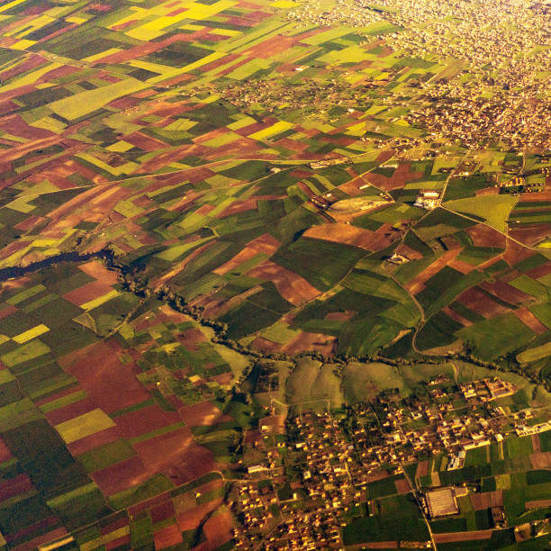 istock Aerial View of Farm Fields 1146865303