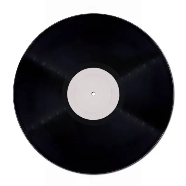 Photo of Vinyl record mockup on white background