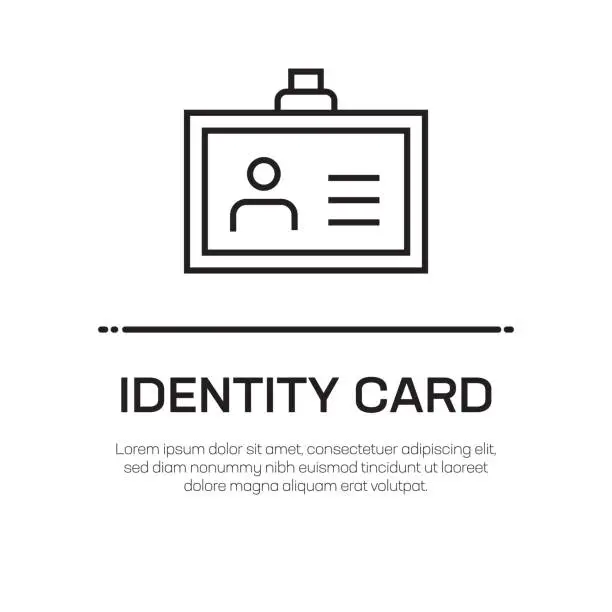 Vector illustration of Identity Card Vector Line Icon - Simple Thin Line Icon, Premium Quality Design Element