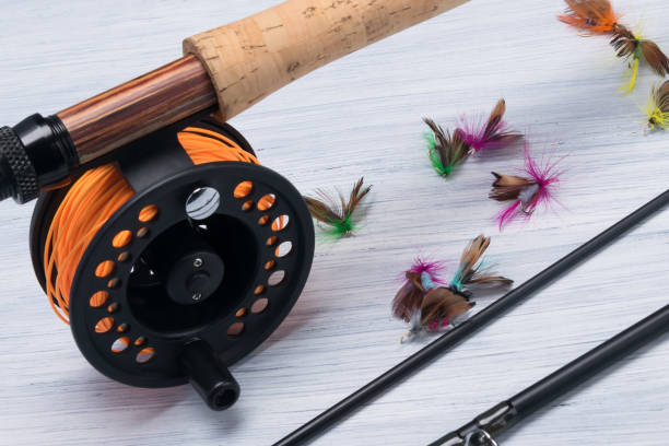istock fishing gear lie on a gray background close-up 1146867612