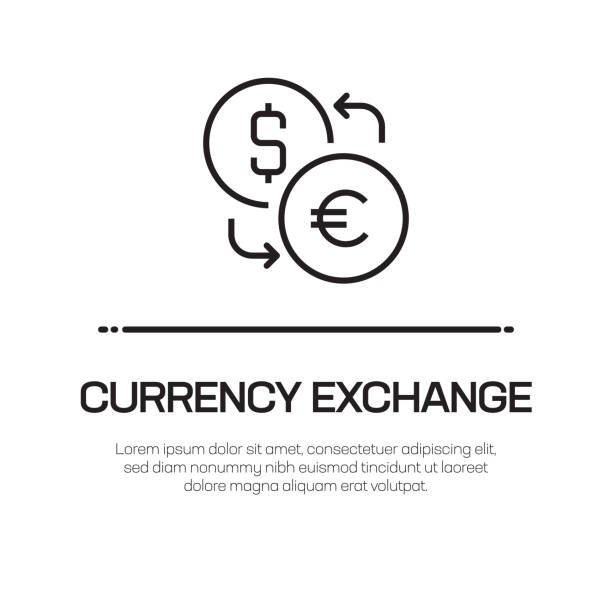 ilustrações de stock, clip art, desenhos animados e ícones de currrency exchange vector line icon - simple thin line icon, premium quality design element - currrency