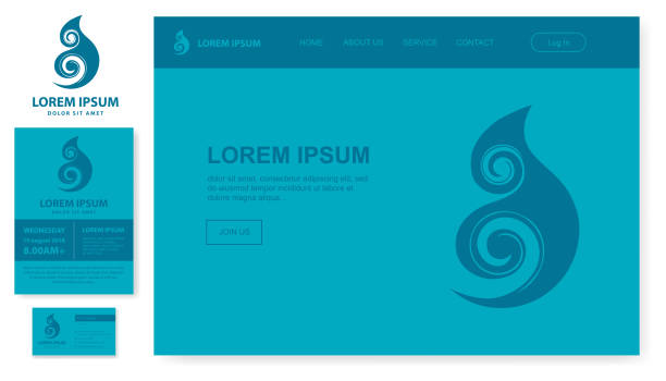 koru sea, business set Maori sea symbol background of koru designs stock illustrations