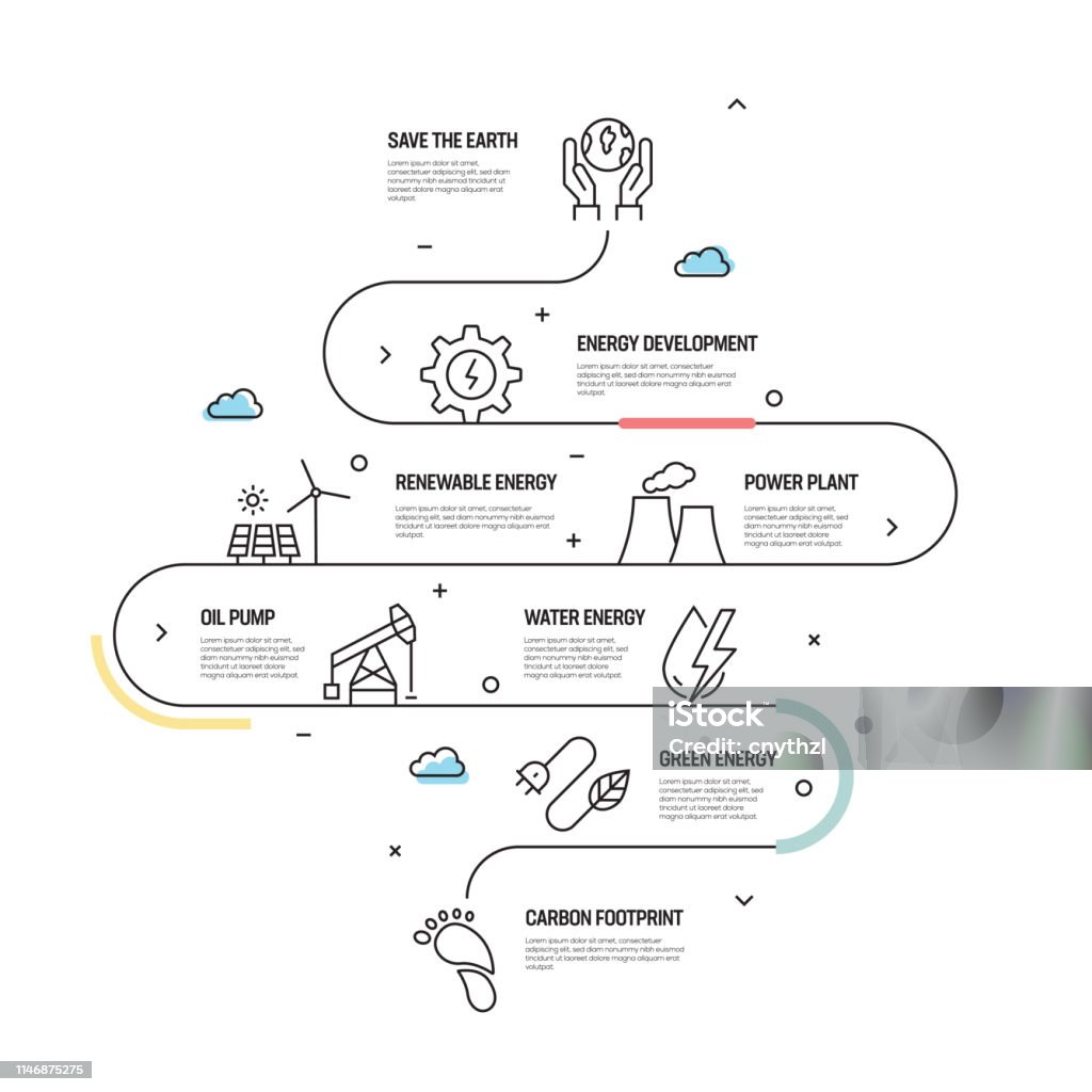 Basic Energy Graphics Power And Energy Vector Concept And Infographic Design Elements In ...