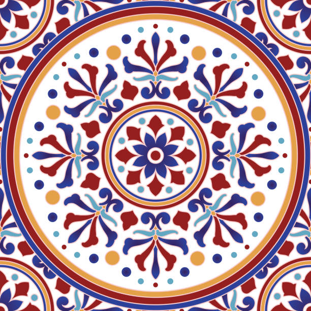 colorful decorative tile pattern vector vintage tile pattern with colorful patchwork Turkish style, abstract floral decorative element for your design, beautiful Indian and Arabian background, ceramic wallpaper seamless decor vector turquoise stone texture stock illustrations
