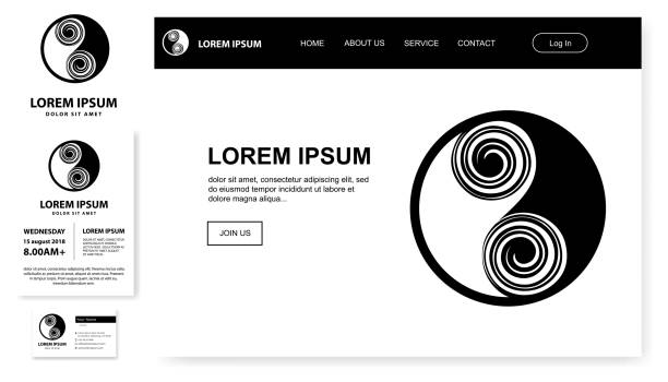 koru business set koru, maori spiral symbol represents silver fern frond background of koru designs stock illustrations