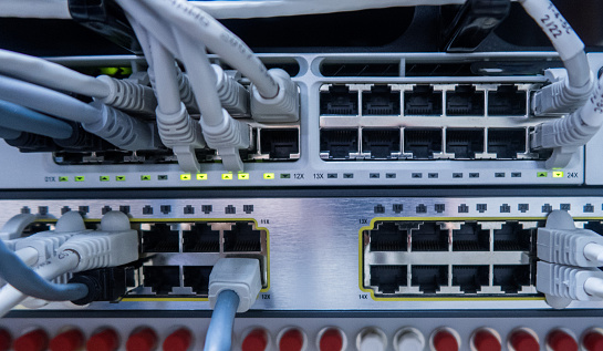 Lan Switch Server Modern Network Panel Switch And Lan Cable In Data Center Server Room ...