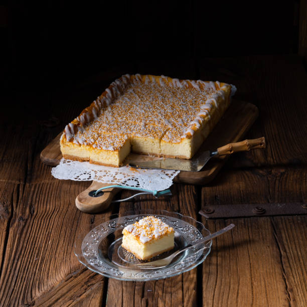 istock juicy cheesecake from tin with crumbles 1146883797