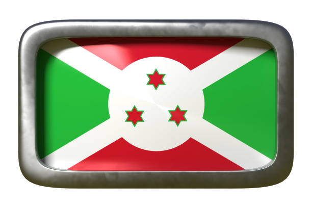 3d Flag Of Burundi 3d Shiny Waving Flag Ribbon Isolated On Red Background, 3d illustration