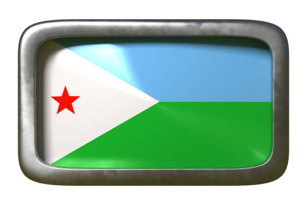 3d rendering of a Djibouti flag on a rusty sign isolated on white background