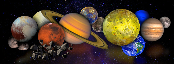Solar system concept. Collage with planets and moons in outer space. Elements of this image furnished by NASA.\n\n/urls:\nhttps://solarsystem.nasa.gov/scientist-for-a-day/2018-2019-topics/\nhttps://images.nasa.gov/details-PIA00343.html\nhttps://images.nasa.gov/details-PIA00349.html\nhttps://images.nasa.gov/details-PIA02653.html\nhttps://images.nasa.gov/details-PIA00407.html\nhttps://solarsystem.nasa.gov/resources/999/jupiters-moon-io-poster-version-a/\nhttps://images.nasa.gov/details-GSFC_20171208_Archive_e000868.html\nhttps://solarsystem.nasa.gov/resources/1048/mercury-poster-version-a/\nhttps://solarsystem.nasa.gov/resources/946/jupiters-moon-callisto-poster-version-a/\nhttps://images.nasa.gov/details-PIA21867.html\nhttps://images.nasa.gov/details-PIA19636.html\nhttps://images.nasa.gov/details-PIA18456.html\nhttps://images.nasa.gov/details-0202795.html\nhttps://solarsystem.nasa.gov/resources/429/perseids-meteor-2016/