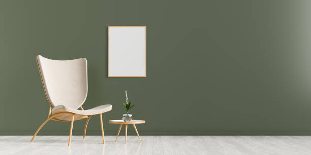 istock Mock up poster frame in scandinavian style interior. Minimalist interior design. 3D illustration. 1146887903