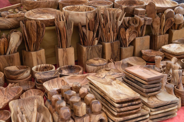 istock Spoons, forks, utensils and other kitchen utensils created in various types of wood 1146888849