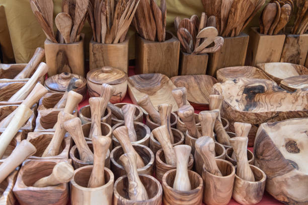 istock Spoons, forks, utensils and other kitchen utensils created in various types of wood 1146888923