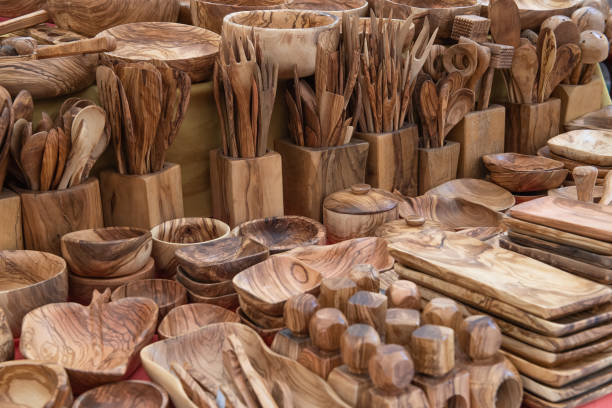 istock Spoons, forks, utensils and other kitchen utensils created in various types of wood 1146889426