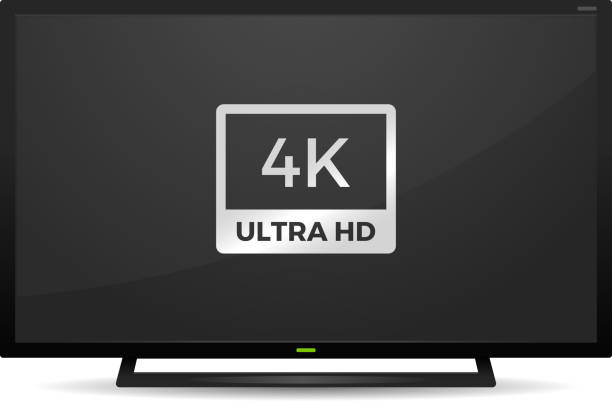 4K TV Screen Led LCD TV in 4K Ultra HD Screen resolution realistic vector illustration smart tv stock illustrations