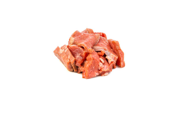 istock Fresh raw beef meat slices isolated over white background 1146894042