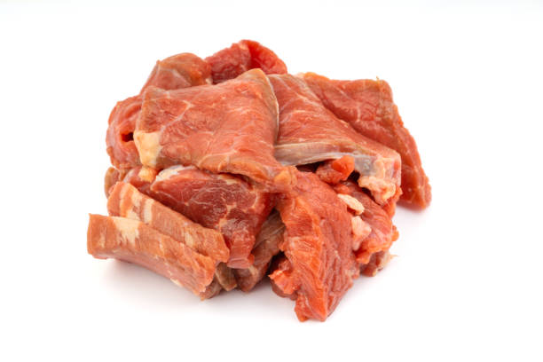 istock Fresh raw beef meat slices isolated over white background 1146894327