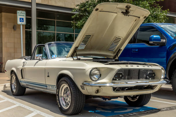 Shelby Mustang and Cobra car show from the SCAT club 04/27/2019 Frisco TX, 2019 Cowboys Draft party and car show from the SCAT club 1968 Mustang GT Convertible stock pictures, royalty-free photos & images