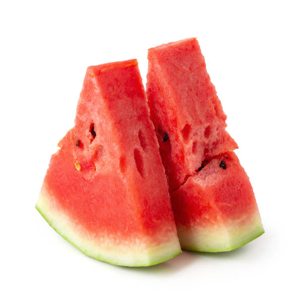 istock Sliced of watermelon isolated over white background. 1146905130