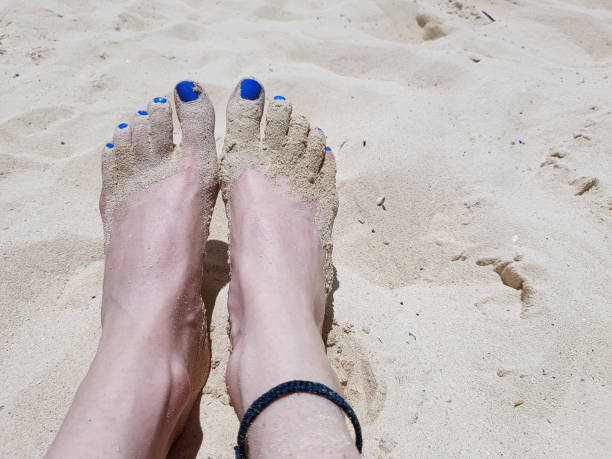 istock low section of woman on sandy beach 1146910965